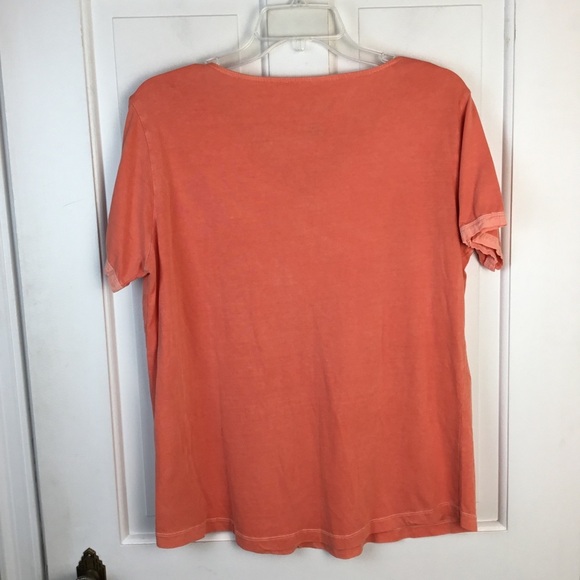 Natural Reflections Boho Cotton V-neck Top Lace trim Coral Size L NWOT - Picture 3 of 5